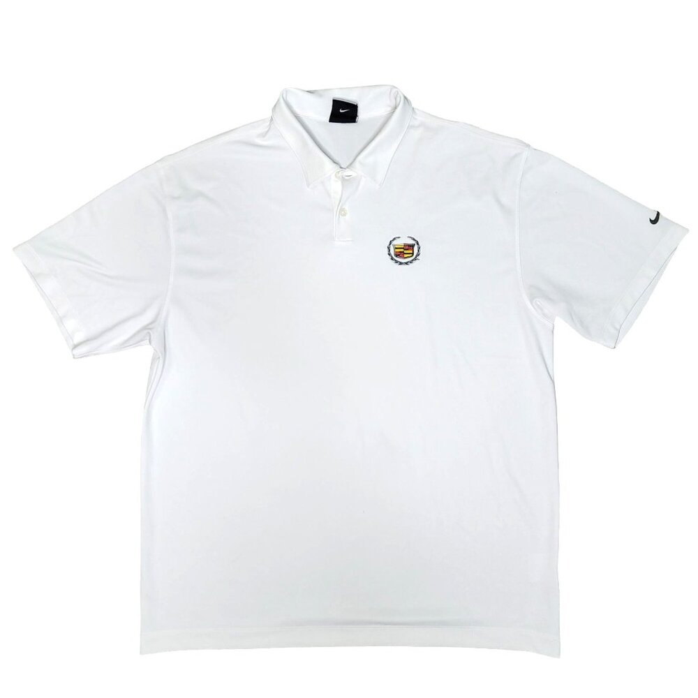 Nike Golf Dri-Fit with embroidered Cadillac Crest Polo Shirt size XL White